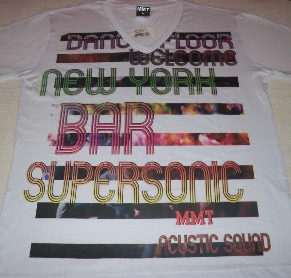 camisa mascula cor branca com estampa gola v tamanho (m)